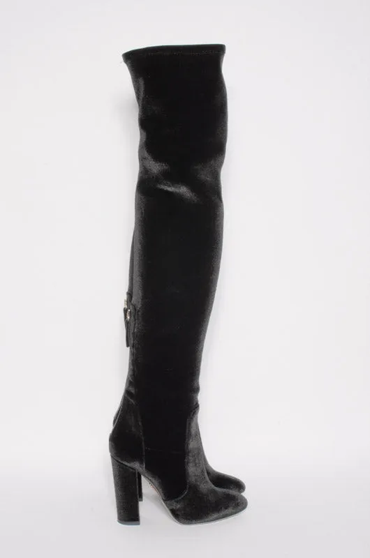VELVET OVER THE KNEE BOOTS