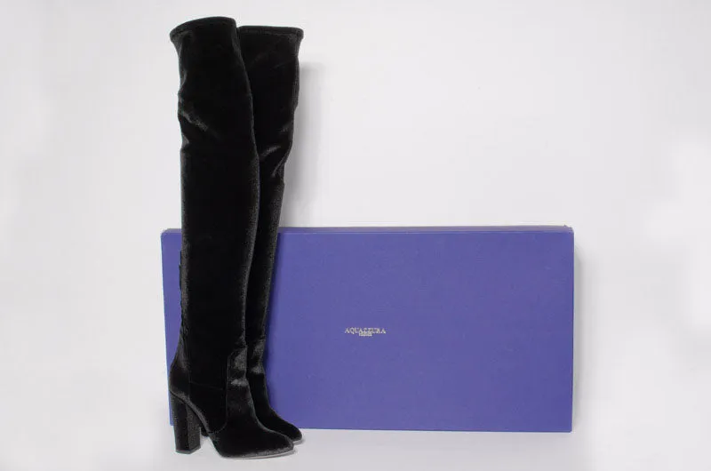 VELVET OVER THE KNEE BOOTS