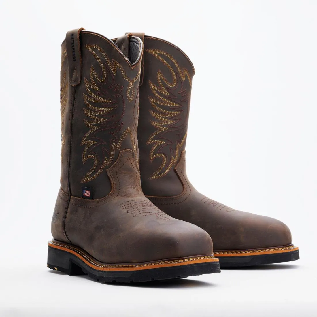 Western 11" Comp-Toe Waterproof Square-Toe Boot Crazy Horse