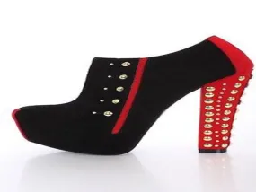 Women Red and Black Suede Ankle Booties Shoes