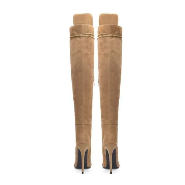 Women'S Pointed Toe Lace-Up Over The Knee Boots 71718316C